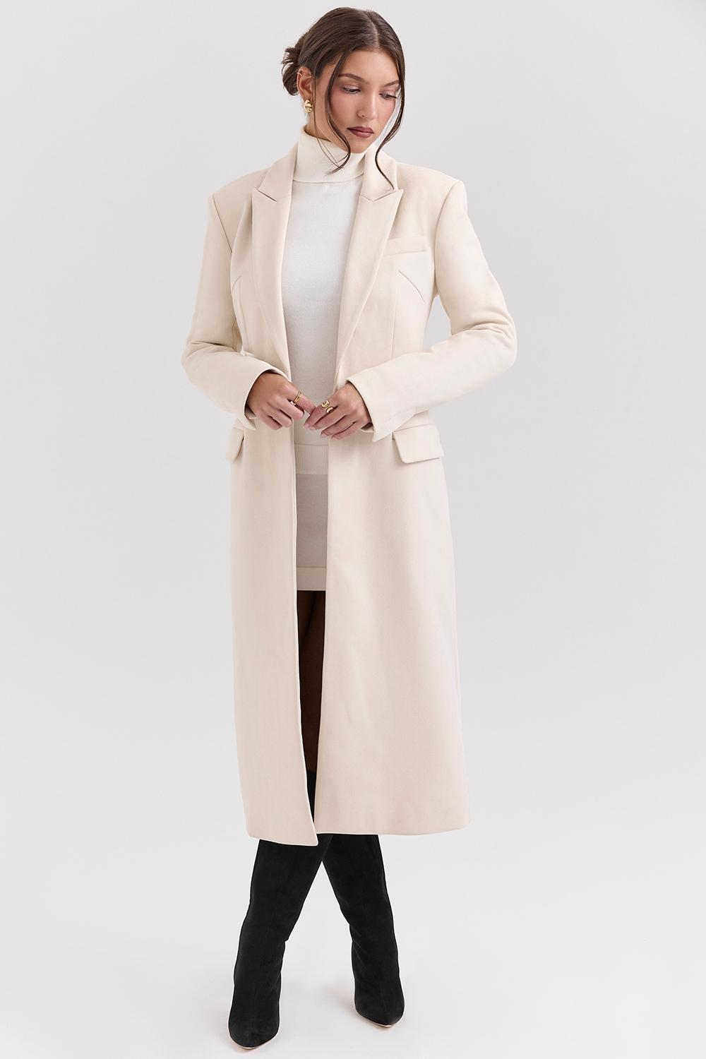 Remi Ivory Single Breasted Long Coat Product Image