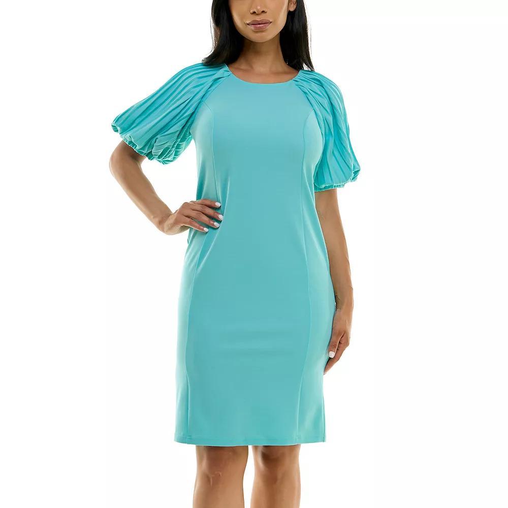 Women's Nina Leonard Pleated Puff Sleeve Dress, Size: Small, Pink Product Image