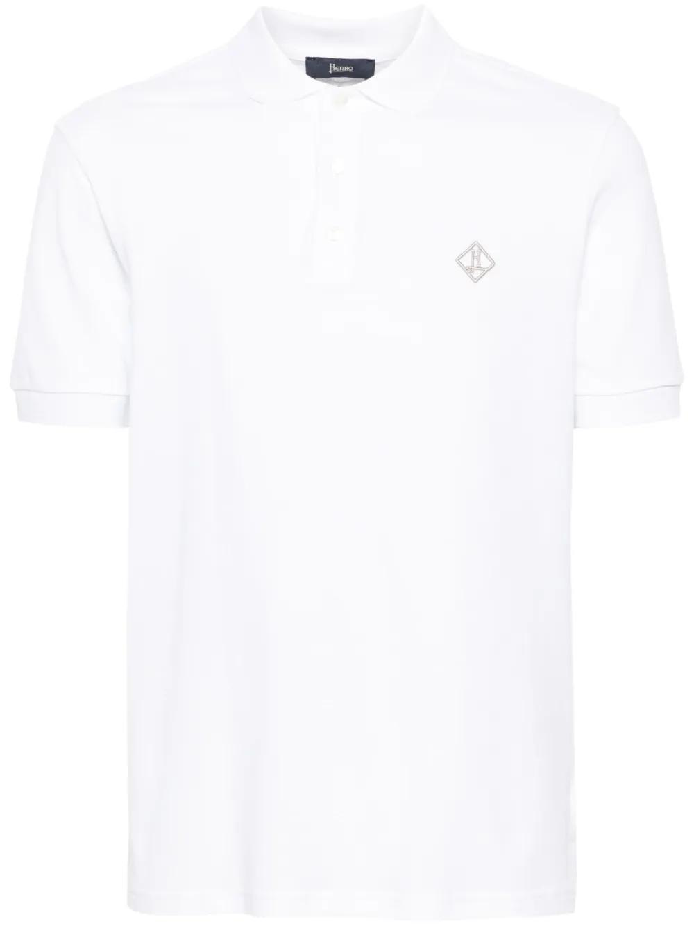 HERNO Logo-embroidered Piqué Polo Shirt In White Product Image
