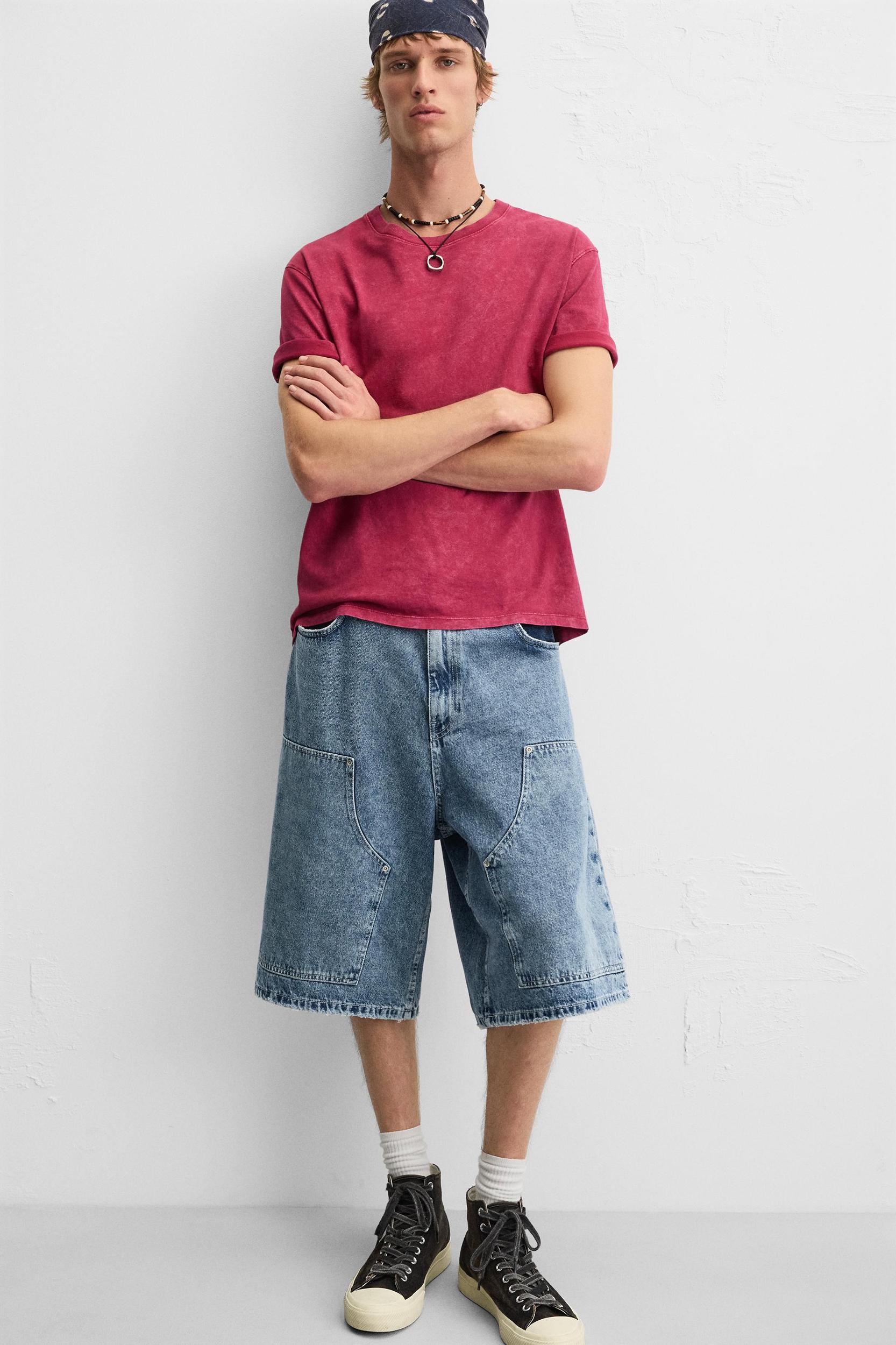 OVERSIZED FIT DENIM BERMUDA SHORTS Product Image