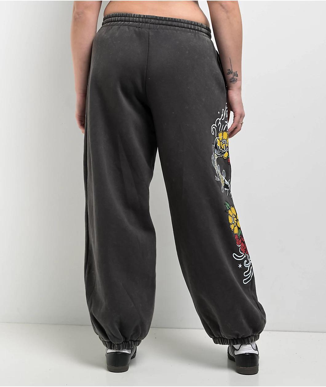 Ninth Hall Kyra Black Mineral Wash Oversized Sweatpants Product Image