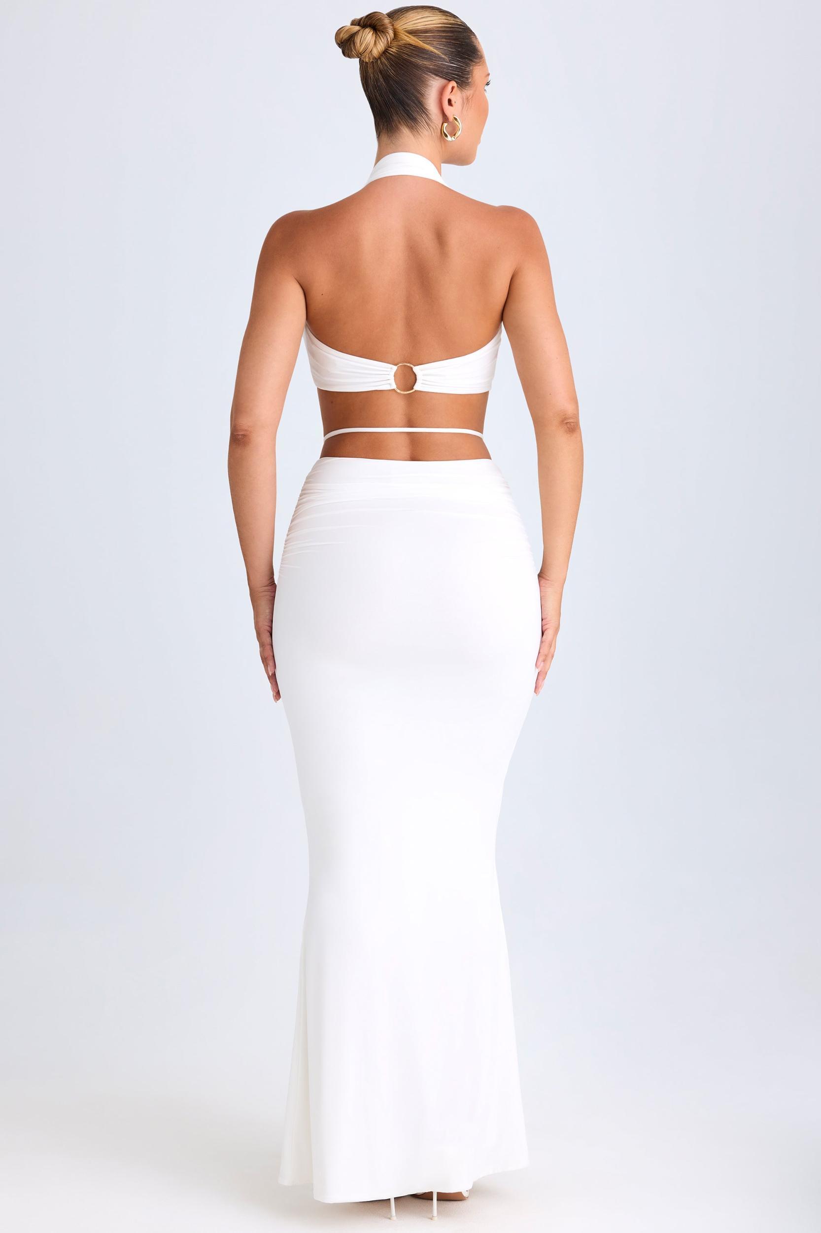 Hardware-Detail Mid-Rise Maxi Skirt in White Product Image
