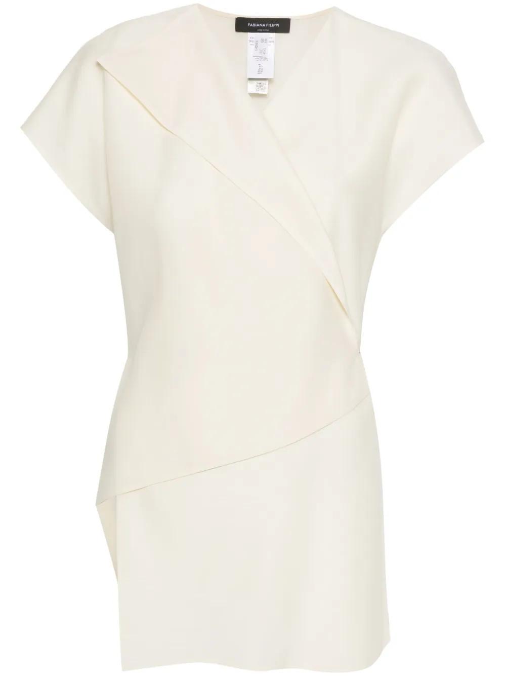 FABIANA FILIPPI V-neck Wrap Blouse In White Product Image