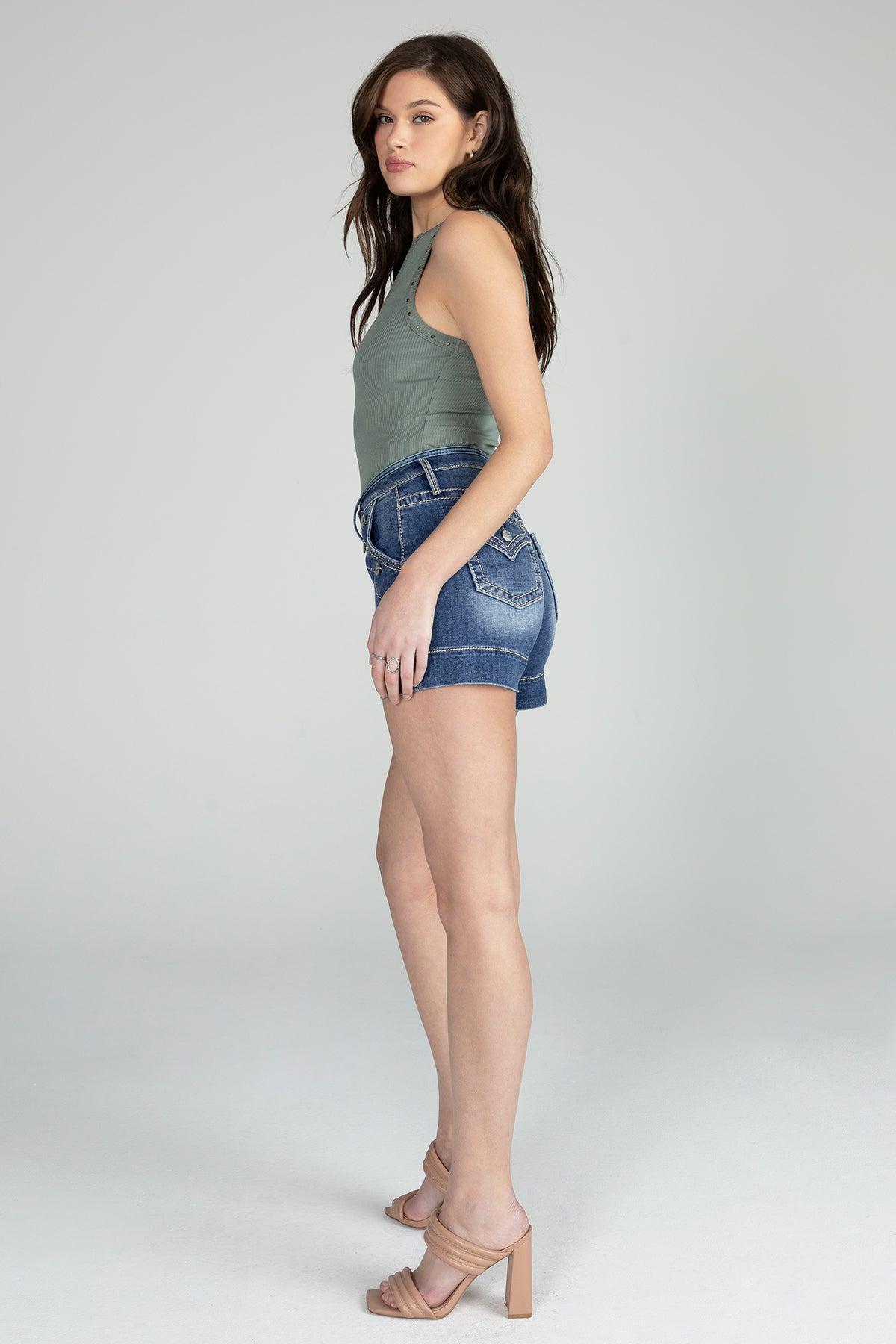 Front Button High Rise Shorts Product Image