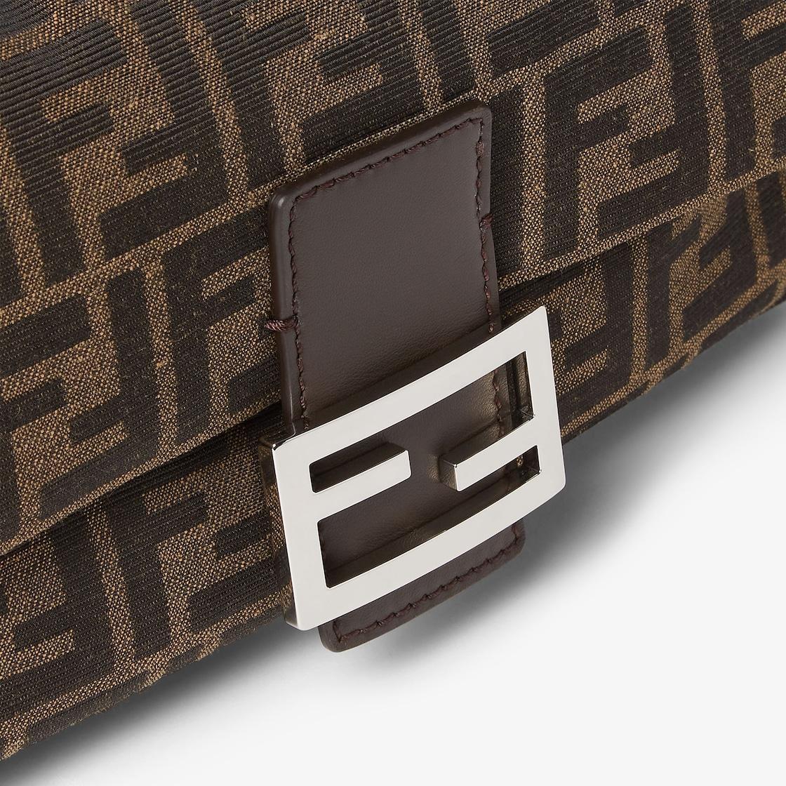 BaguetteTobacco brown FF jacquard fabric bag Product Image