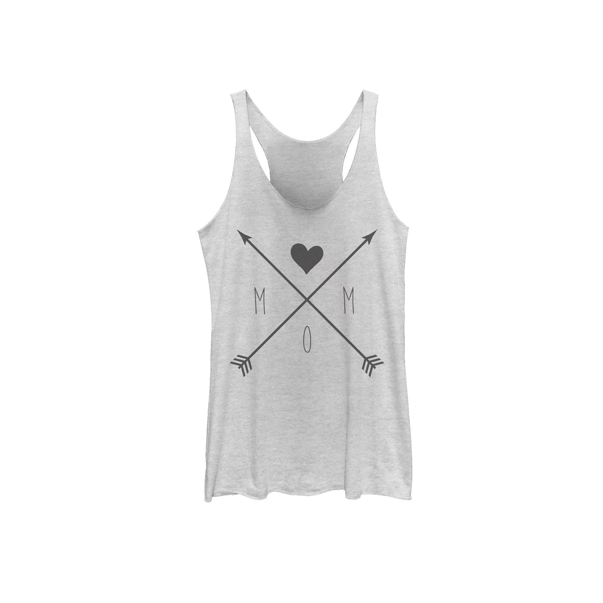 Juniors' Mom Heart Crossed Arrows Graphic Tank Top, Girl's, Size: Large, White Grey Product Image