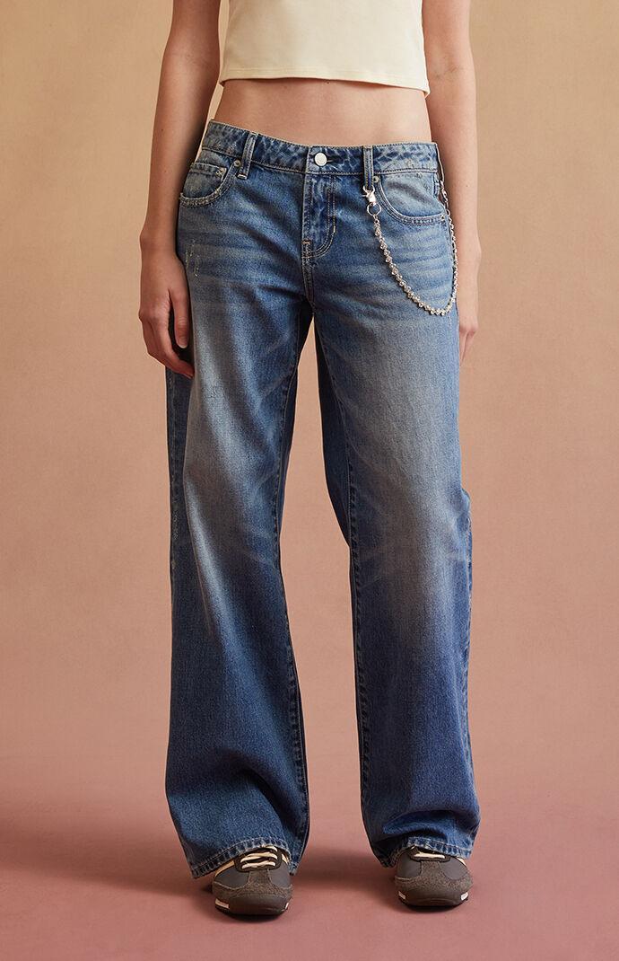 Medium Blue Low Rise Girlfriend Jeans Product Image