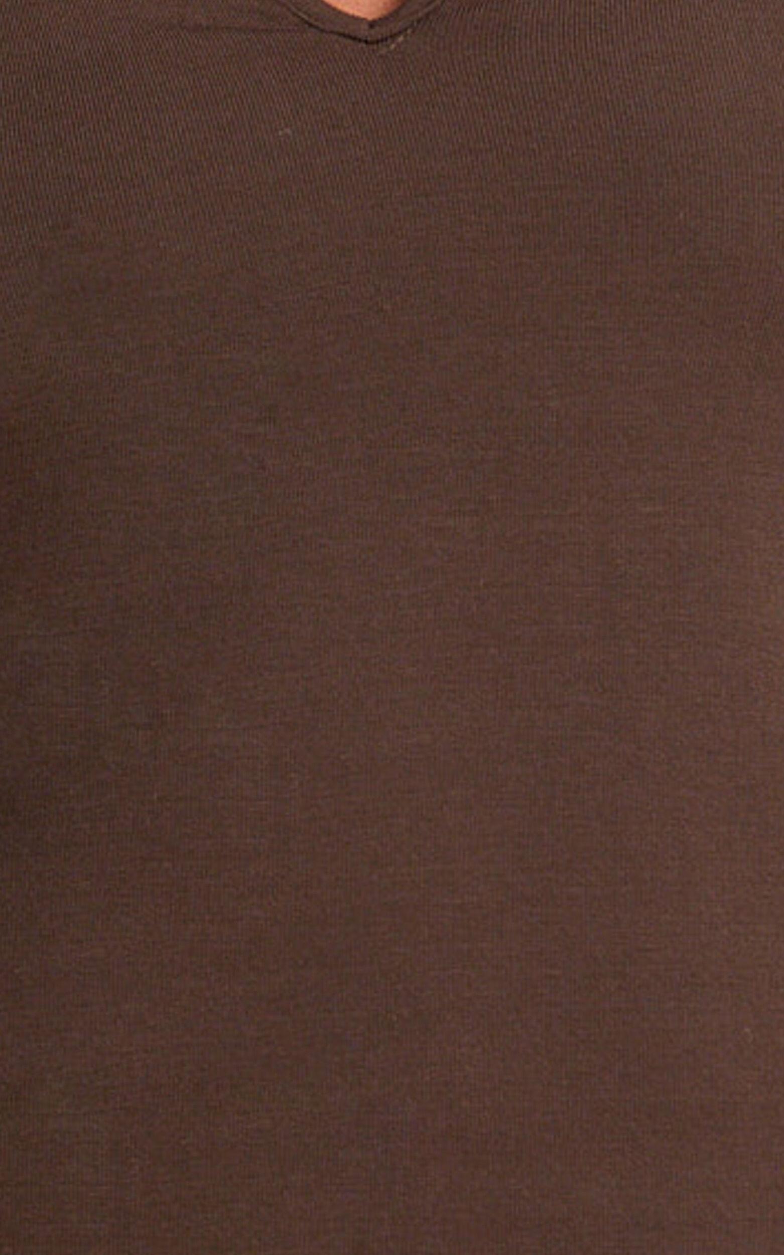 Tove Top - Long Sleeve Collared Polo Top in Dark Chocolate Product Image