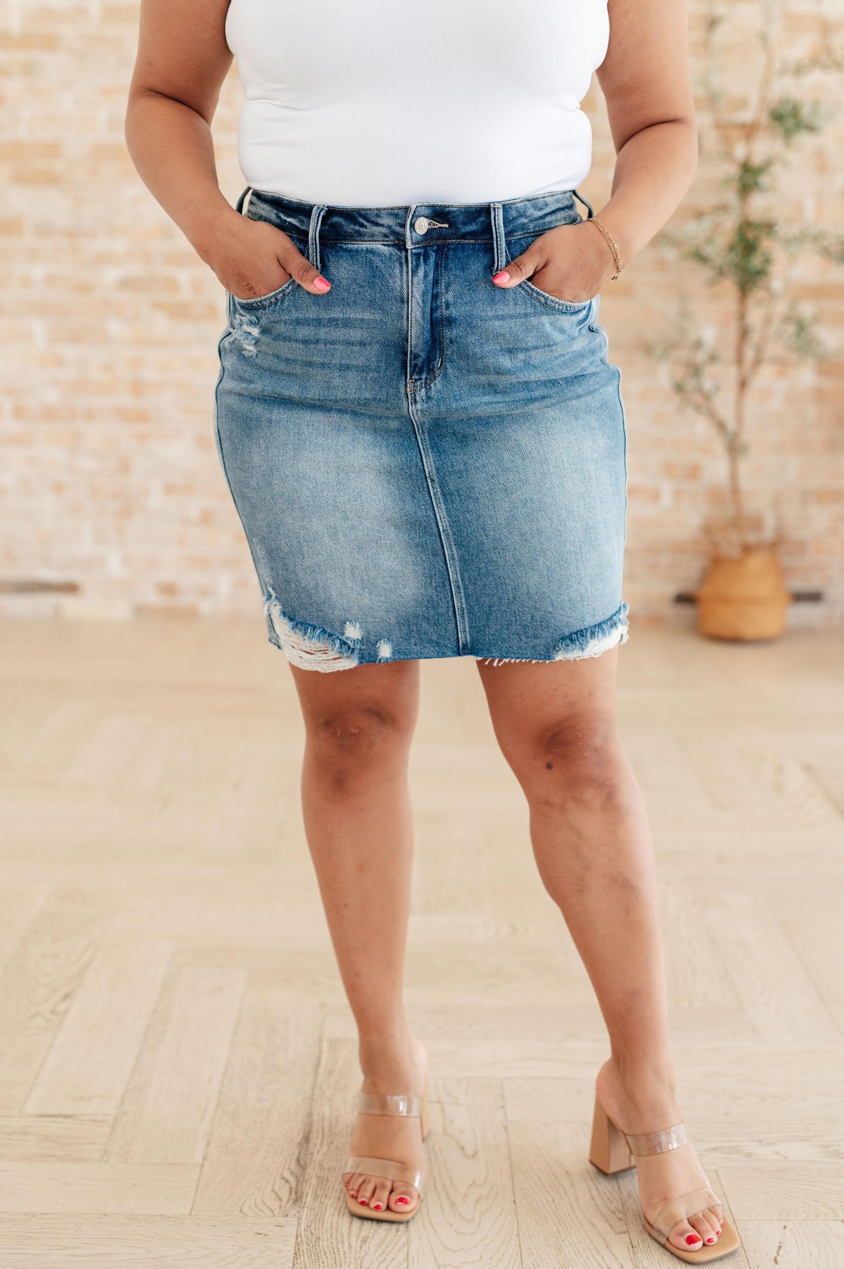 Judy Blue Rigid Magic Denim Skirt Female Product Image