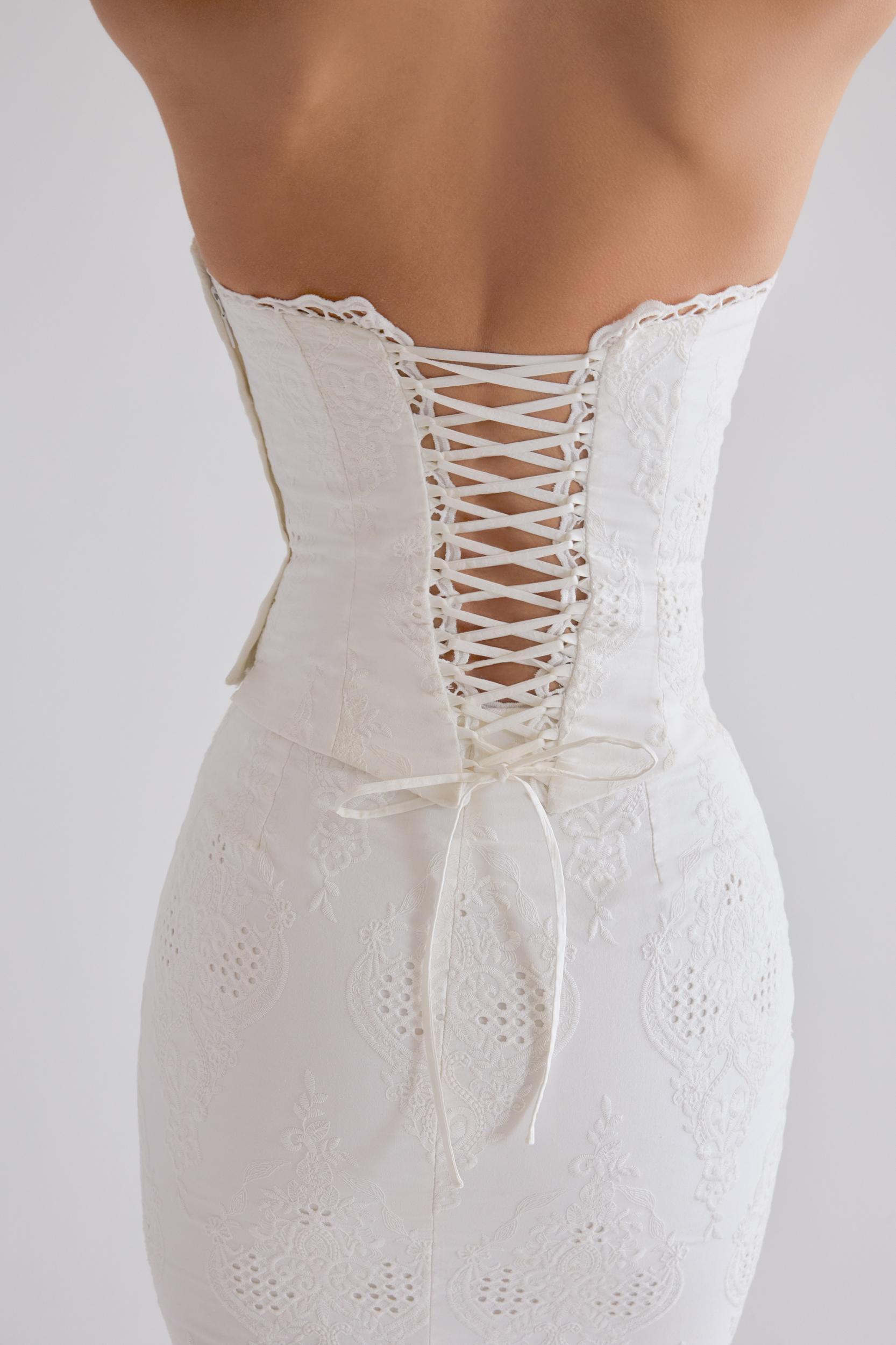 Livie  white cotton broderie strapless corset top Product Image