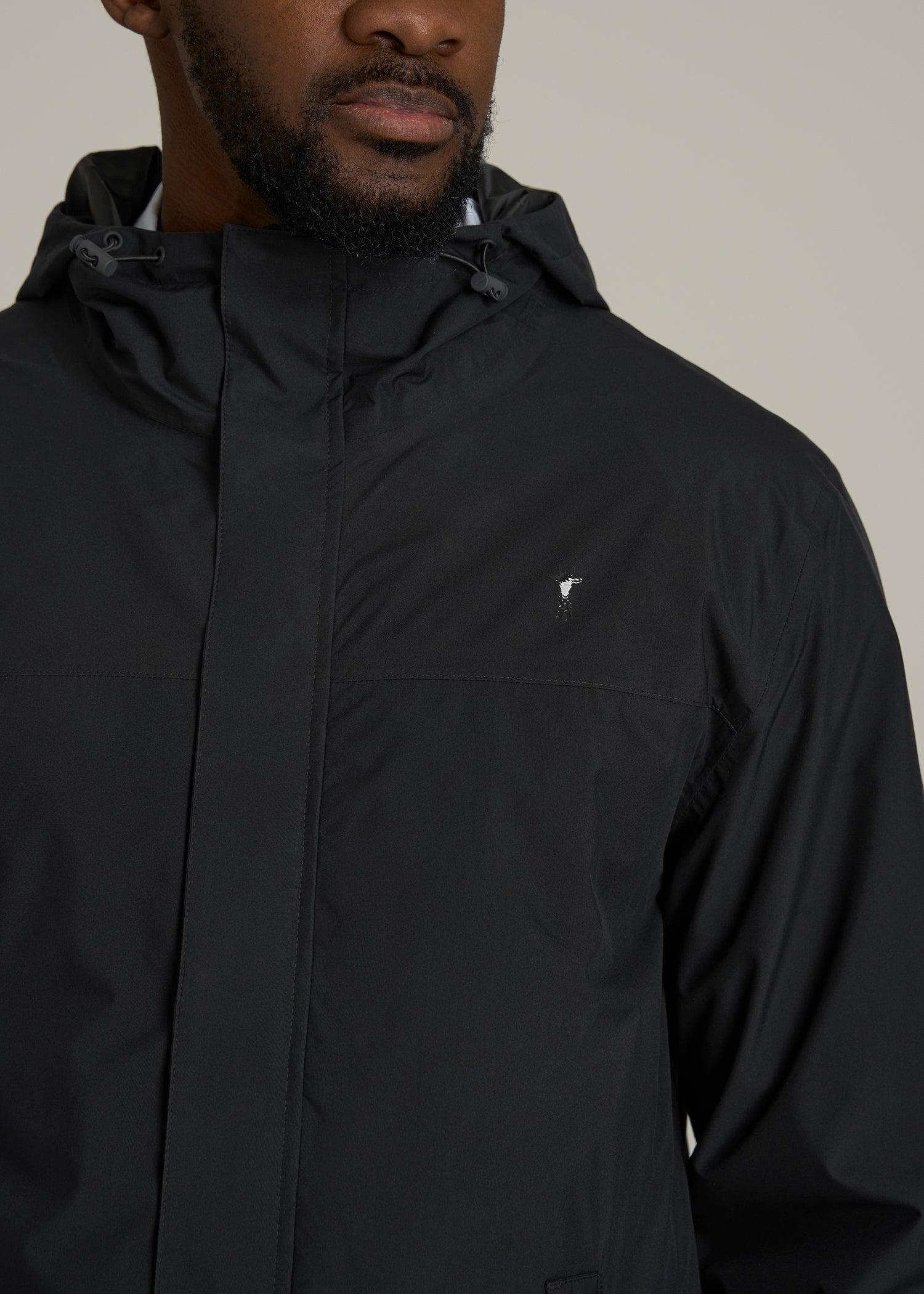 Lightweight Rain Jacket for Tall Men in Black Product Image