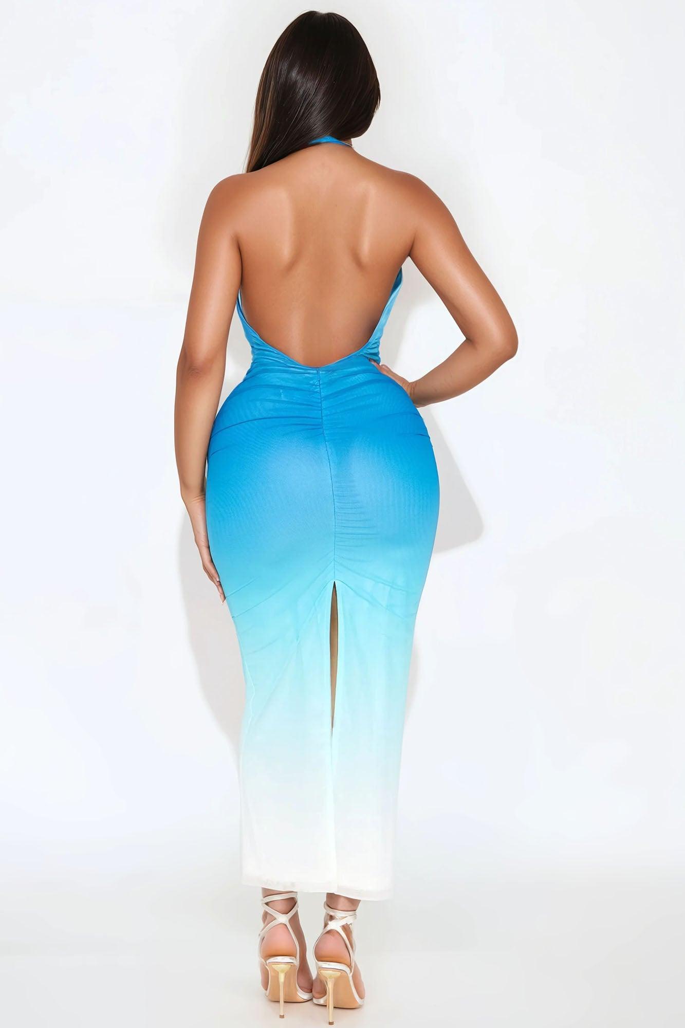 Sofia Mesh Ombre Maxi Dress - Blue/combo Product Image