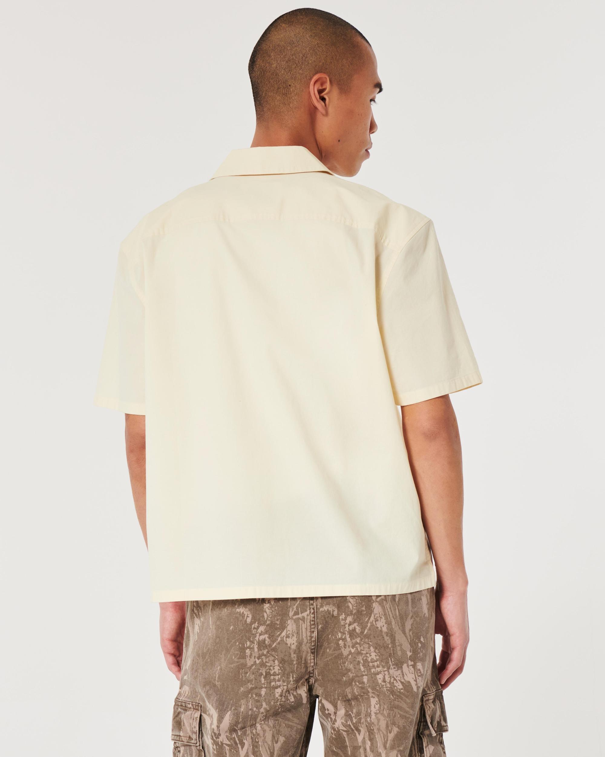 Boxy Cropped Short-Sleeve Poplin Shirt Product Image