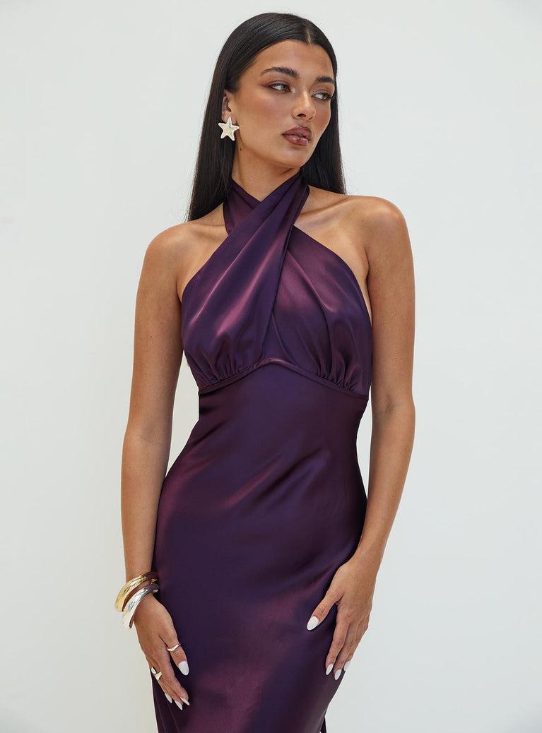 Rosaminta Halter Maxi Dress Plum Petite Product Image