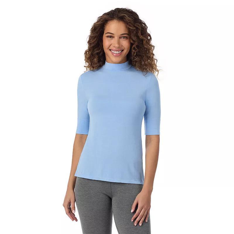 Women's Cuddl Duds® Softwear with Stretch Elbow Sleeve Mockneck Top, Size: Small, Black Product Image