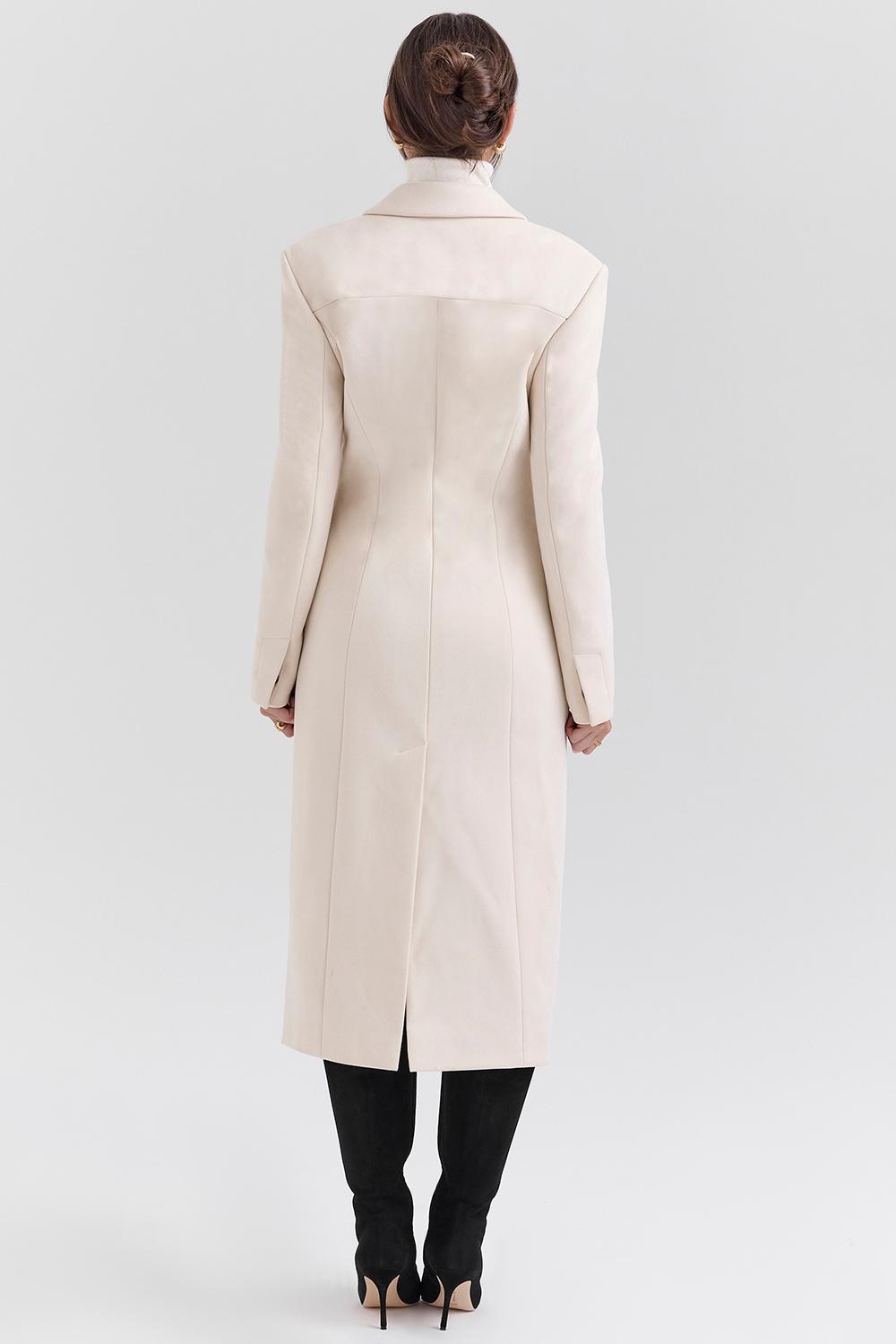 Remi Ivory Single Breasted Long Coat Product Image