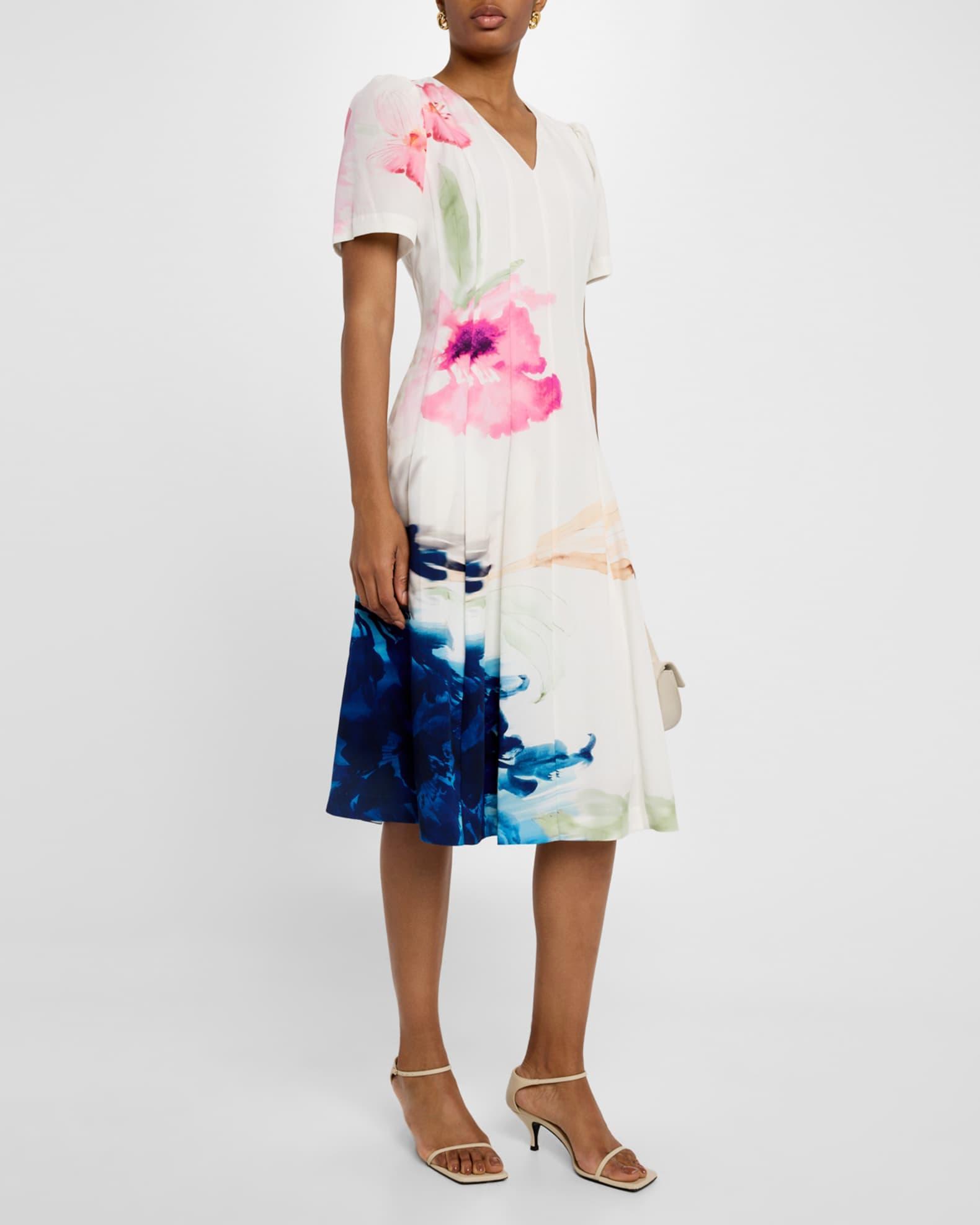 The Layla Seamed Floral-Print Midi Dress Product Image