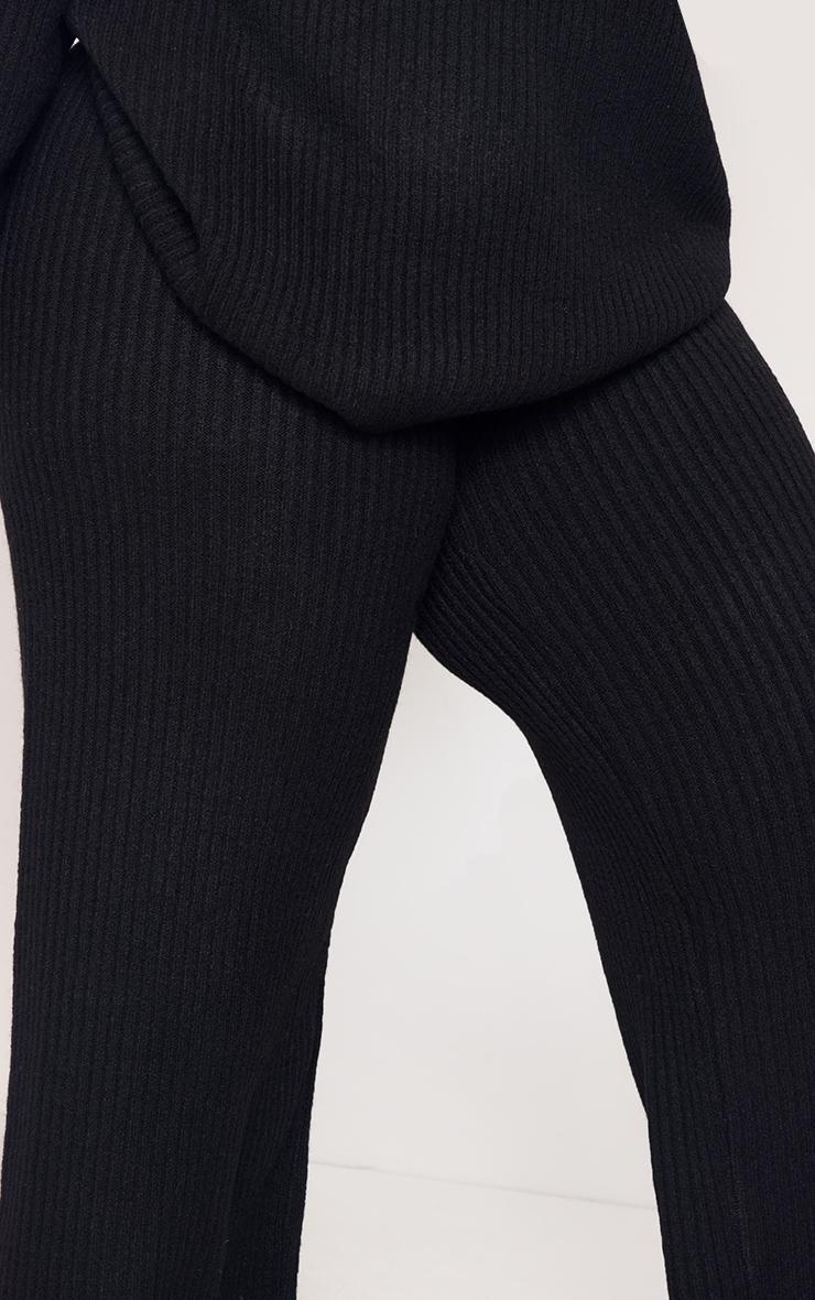 Plus Black Soft Rib Knit Pants Product Image
