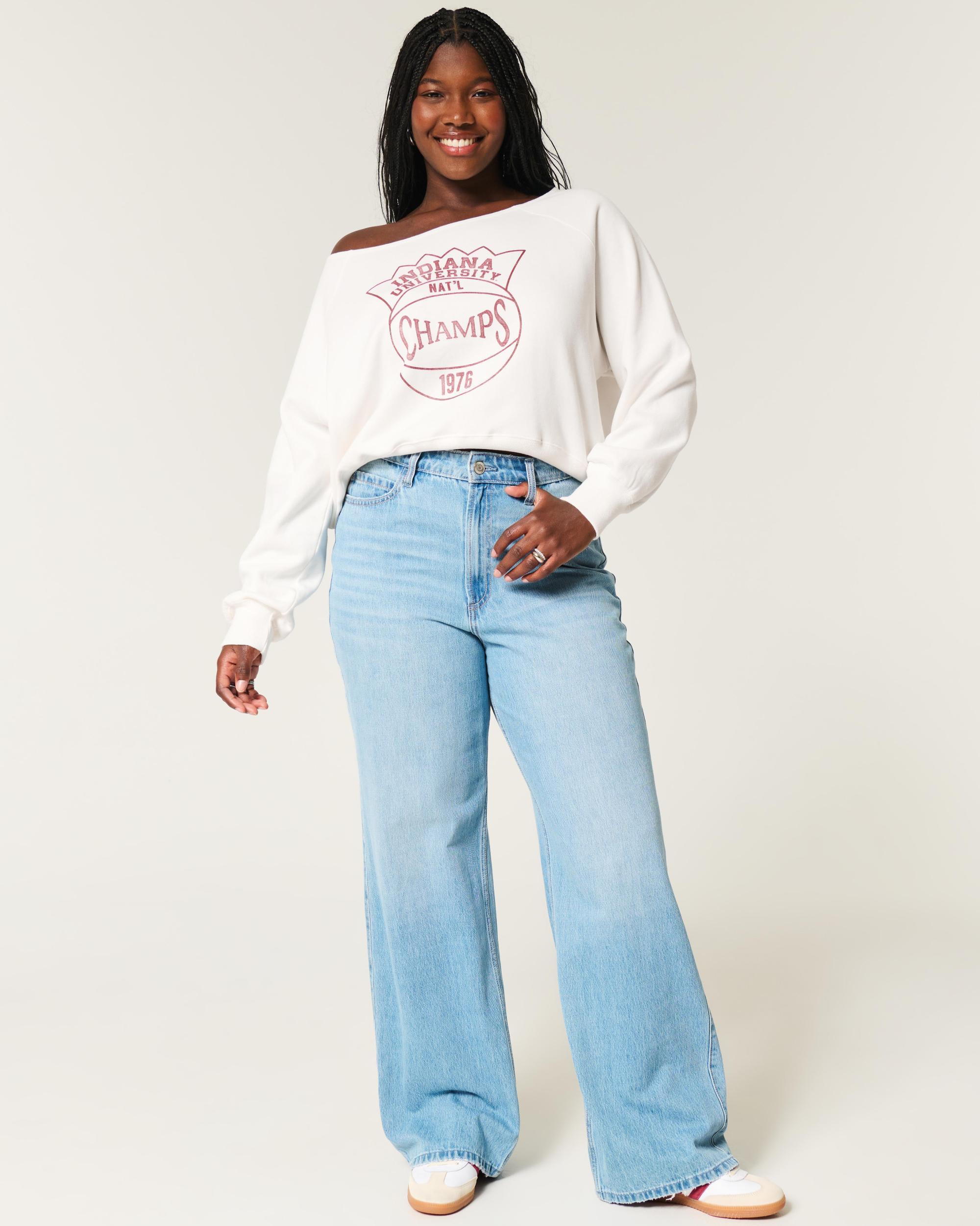 Easy Off-the-Shoulder NYC Graphic Sweatshirt Product Image