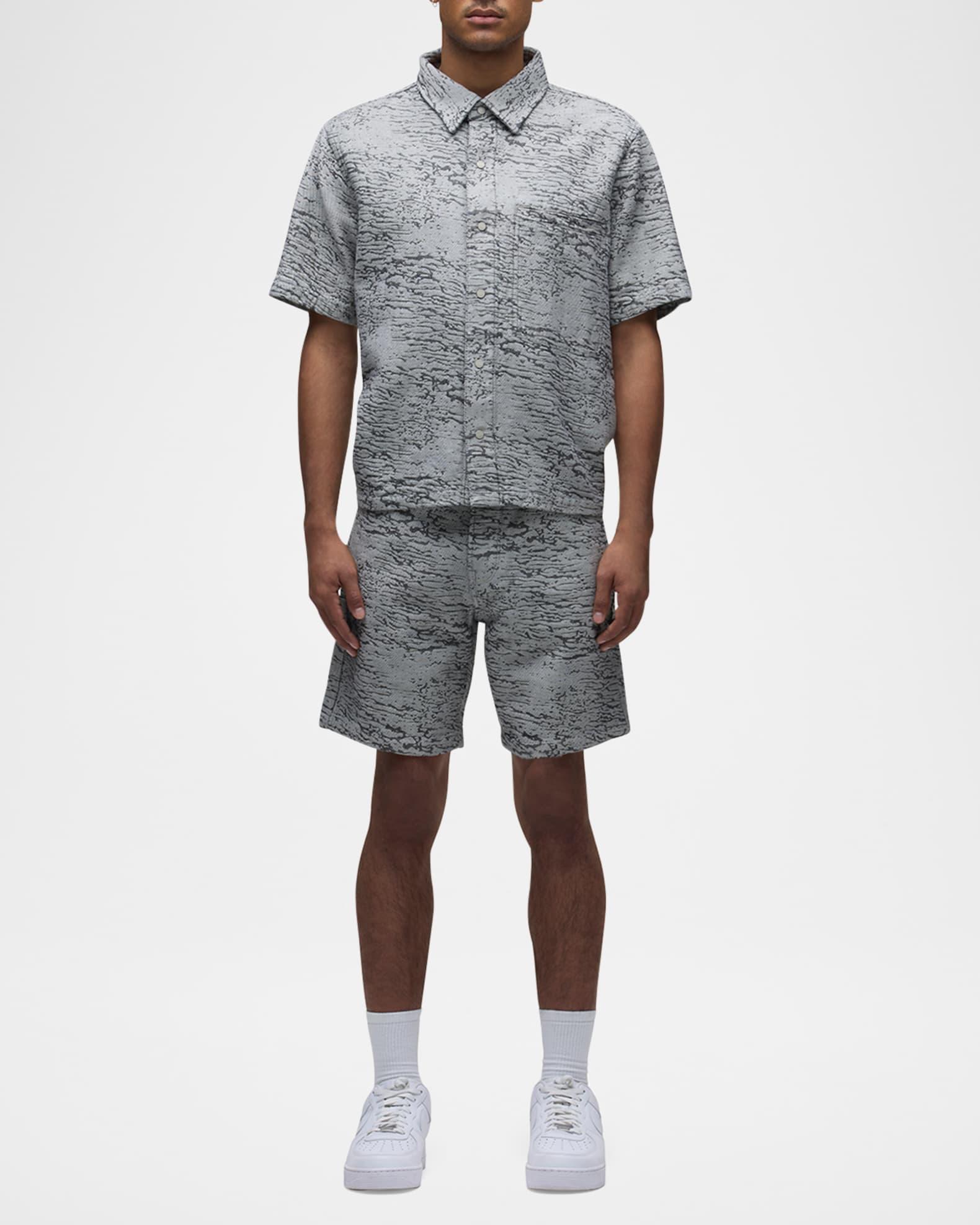 Mens Cotton Jacquard Crop Button-Front Shirt Product Image