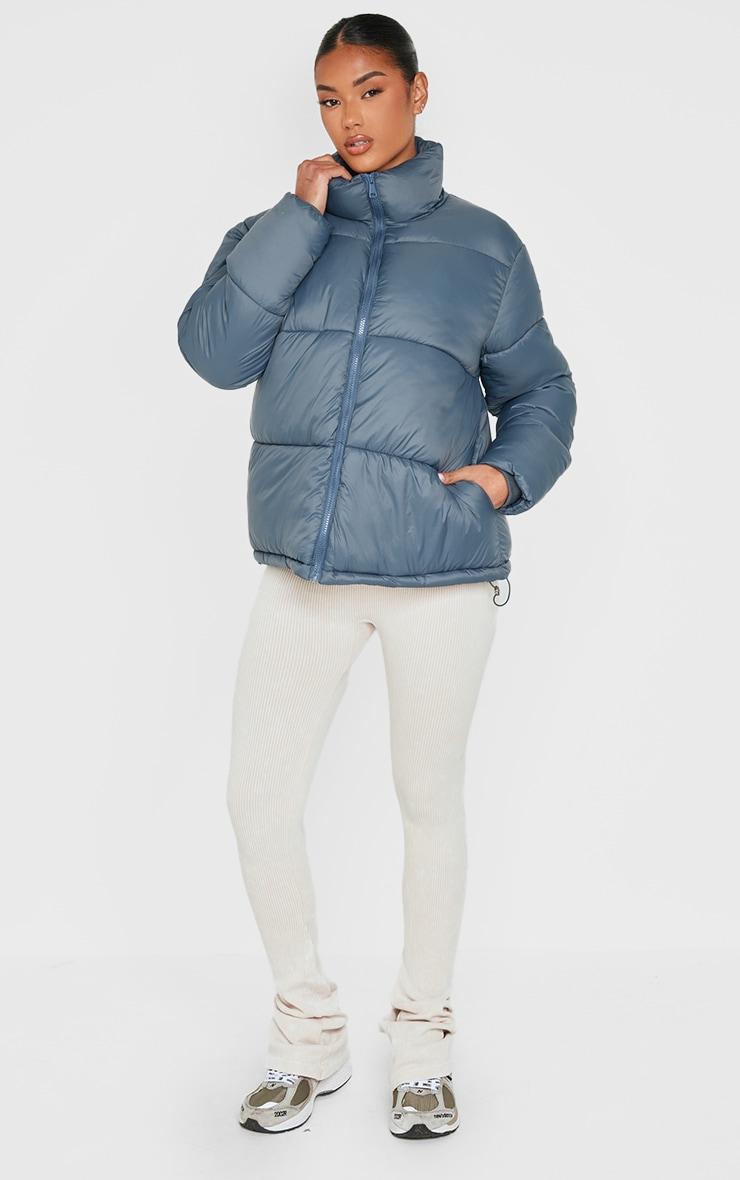 Petrol Shell Quilted Puffer Coat Product Image