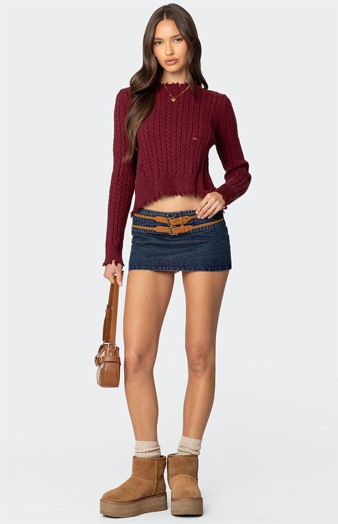 Edikted Women's Split Open Back Cable Knit Sweater Product Image