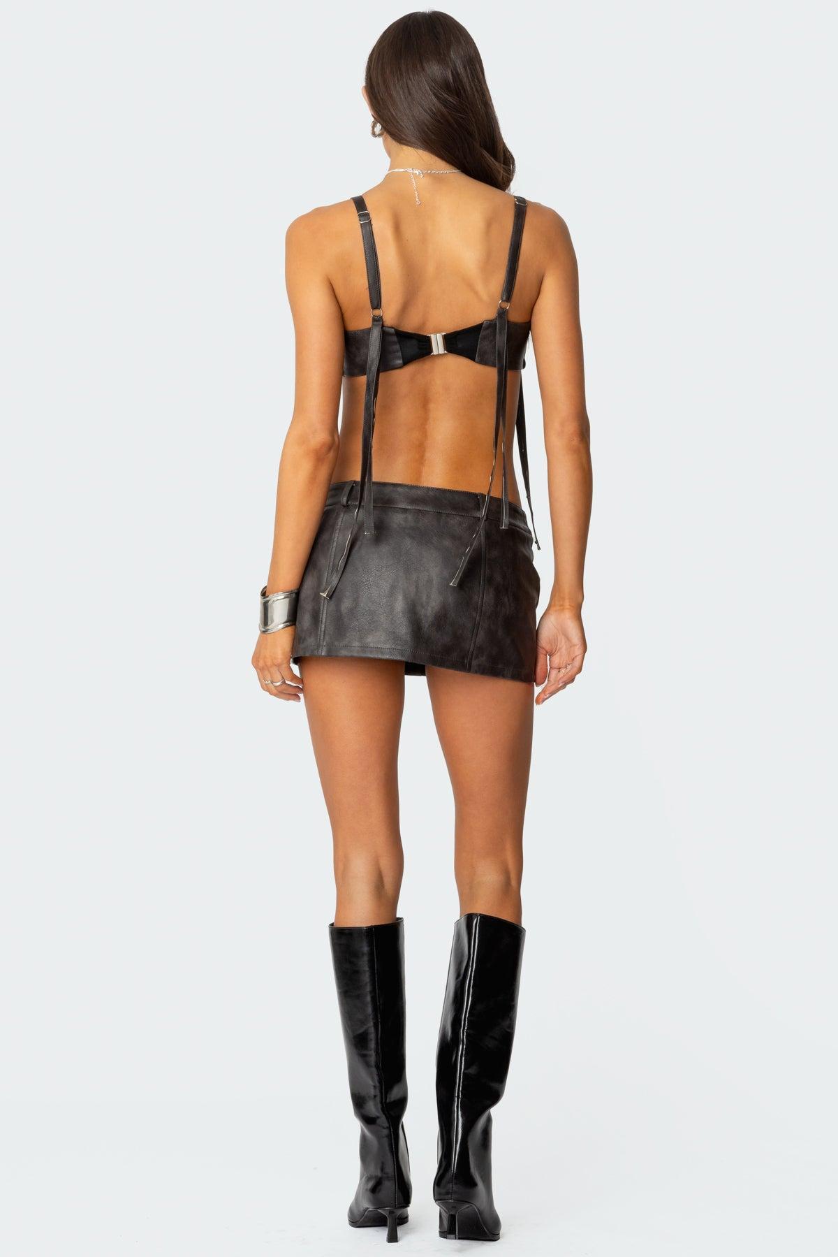 Sadaf Faux Leather Bra Top Product Image