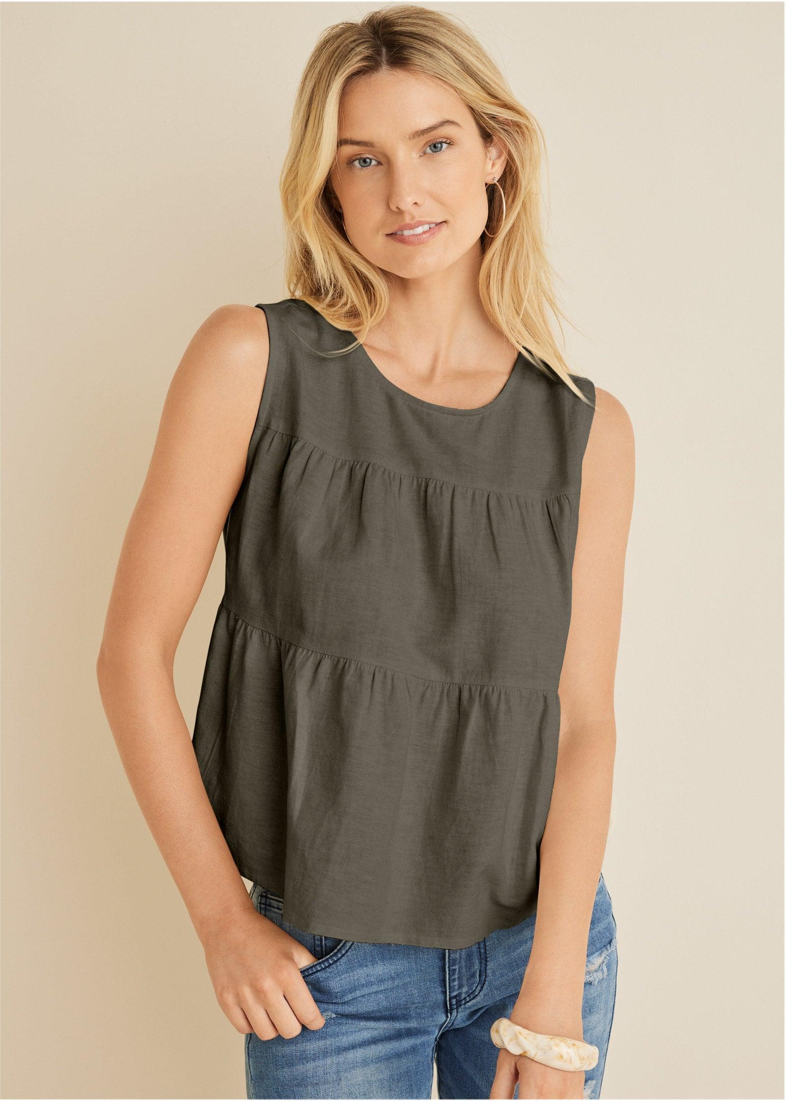 Linen Tiered Tank Top Product Image