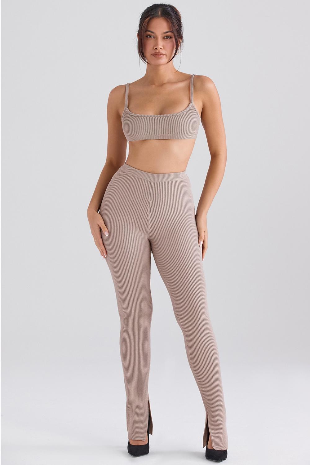 Mitzi  taupe ribbed knit leggings - sale Product Image