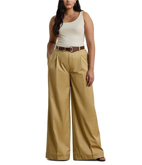 Lauren Ralph Lauren Plus Size Pleated Wide Leg Pants Product Image