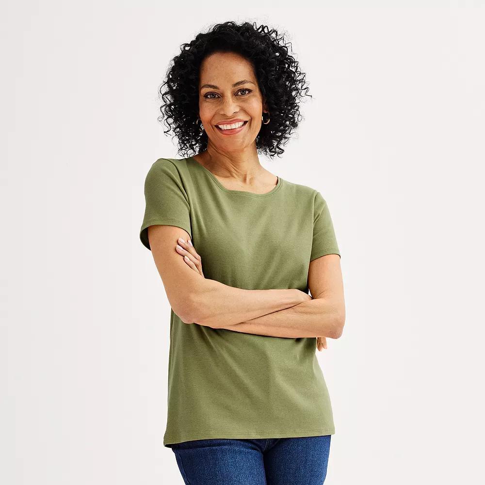 Women's Croft & Barrow® Essential Crewneck Tee, Size: Small, Sydney Green Product Image