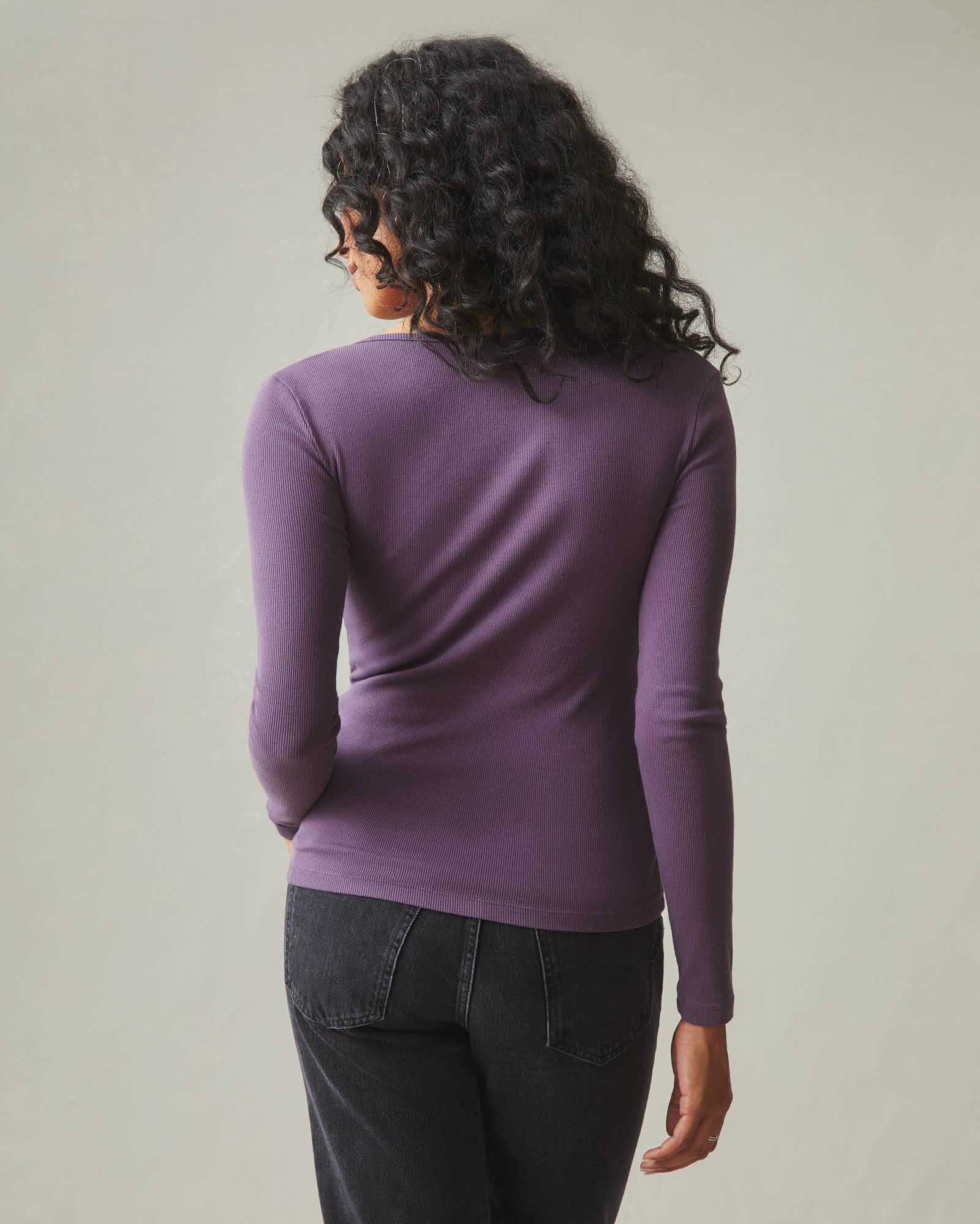Women's Stretch Rib Square Neck Long Sleeve - Vintage Violet Female Product Image