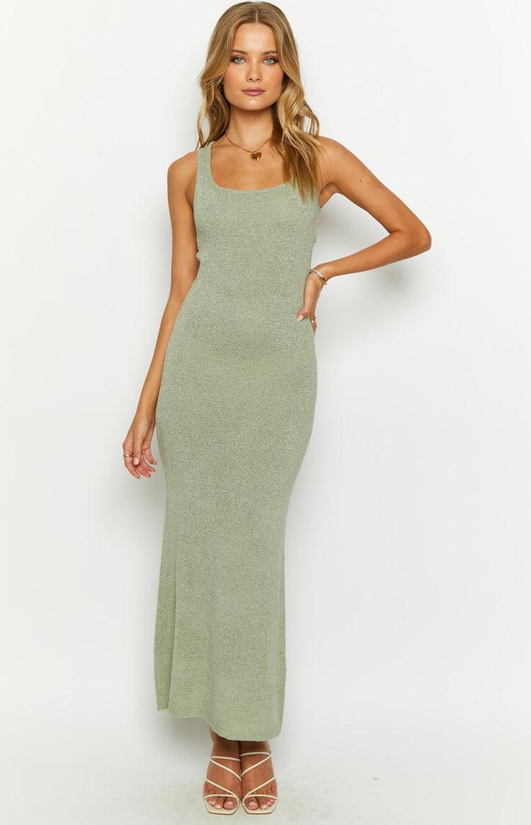 Lottie Khaki Knit Maxi Dress Product Image