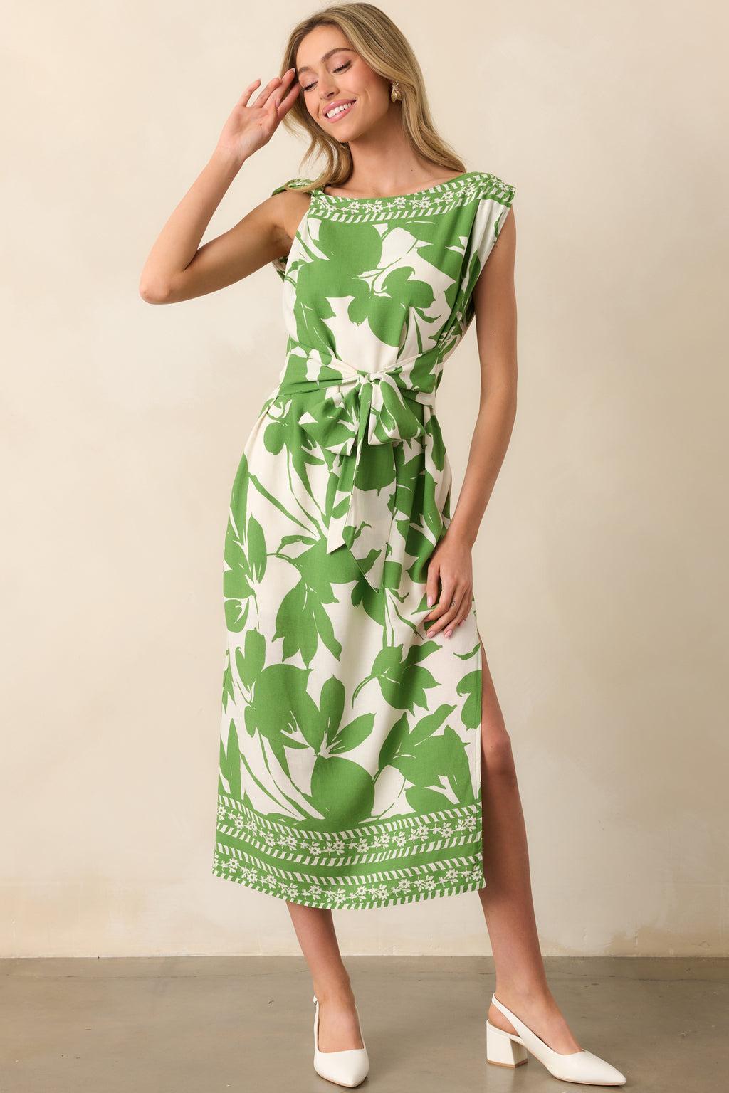 Refined Taste Green Floral Sleeveless Maxi Dress Product Image