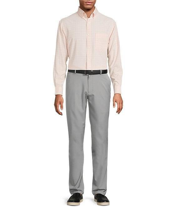 Roundtree & Yorke Performance The Traveler Long Sleeve Checked Chambray Sport Shirt Product Image