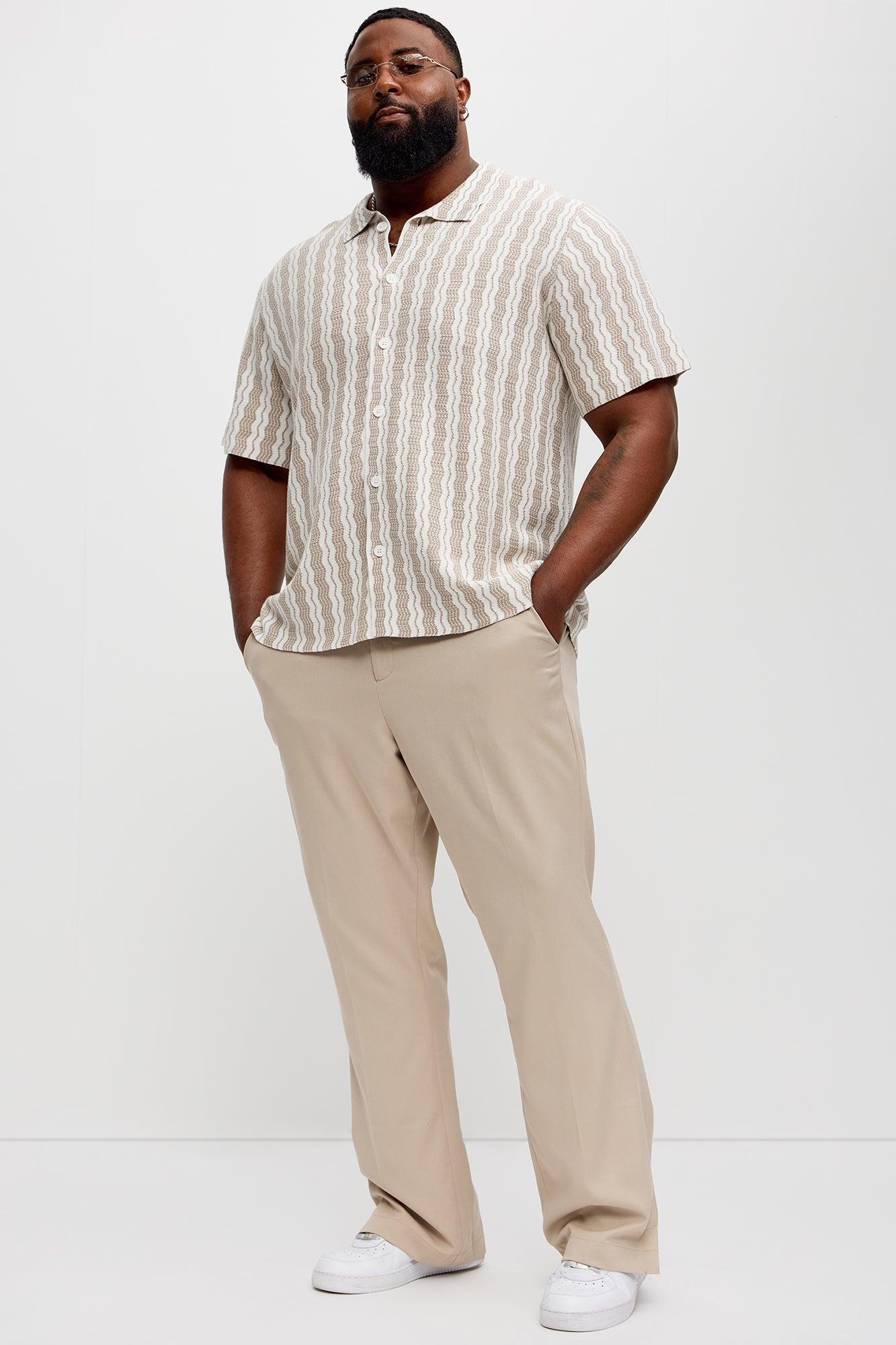 Wavy Stripe Knitted Shirt - Grey/combo Product Image