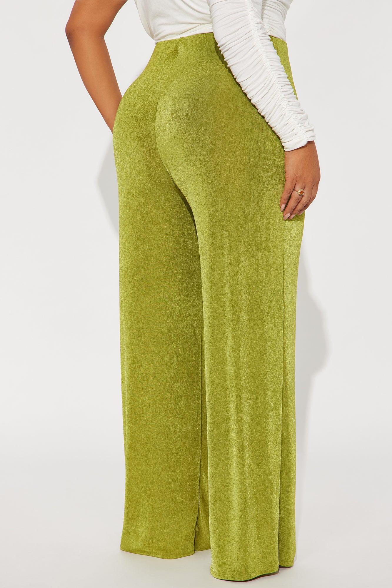 Not Your Average Slinky Wide Leg Pant 32″ - Chartreuse Product Image