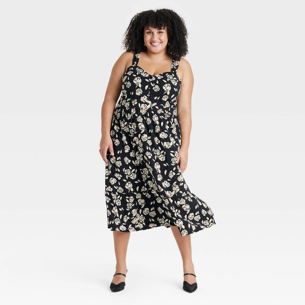 Women's Challis Tiered Midi A-Line Dress - Ava & Viv™ Product Image