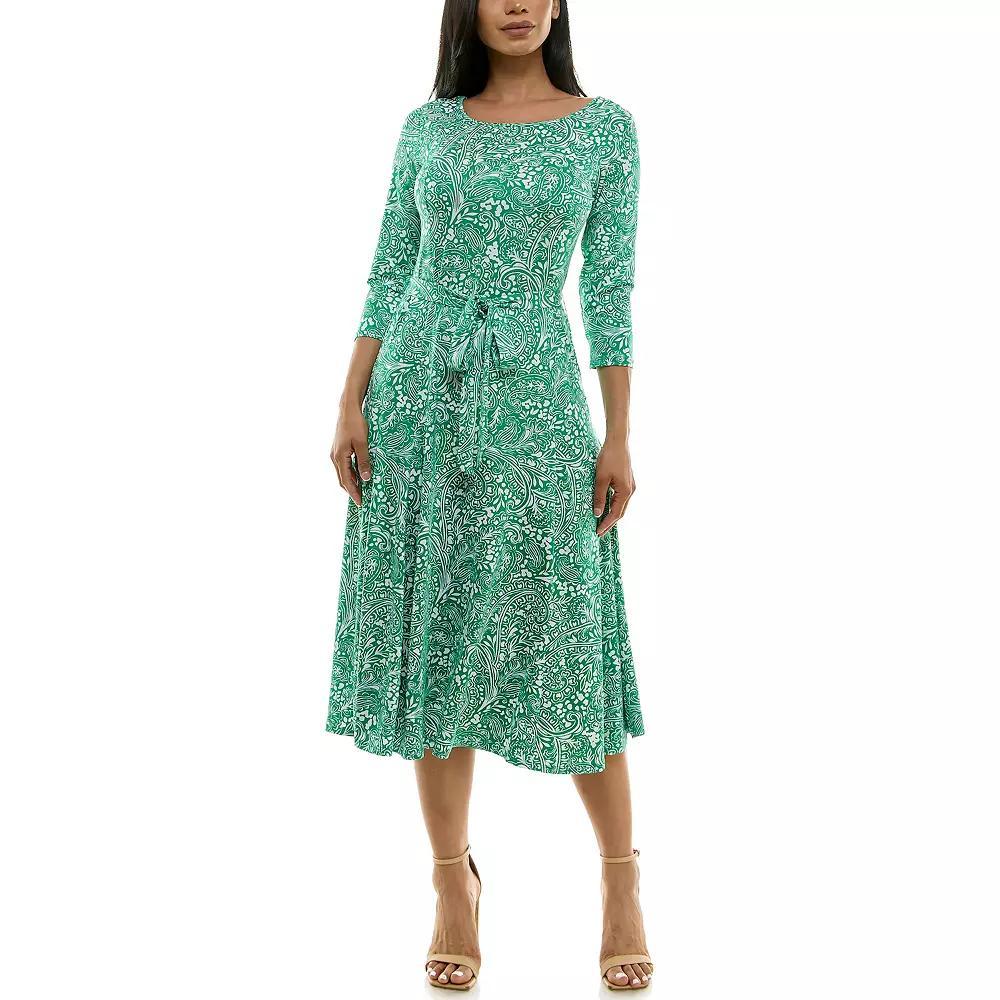 Women's Nina Leonard Sylvia Midi Dress With Belt, Size: Small, Orange White Product Image