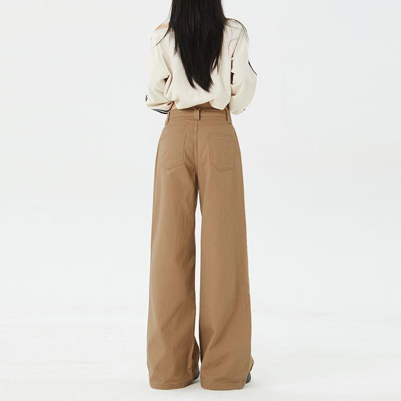 Mid Rise Plain Wide Leg Jeans (Various Designs) Product Image