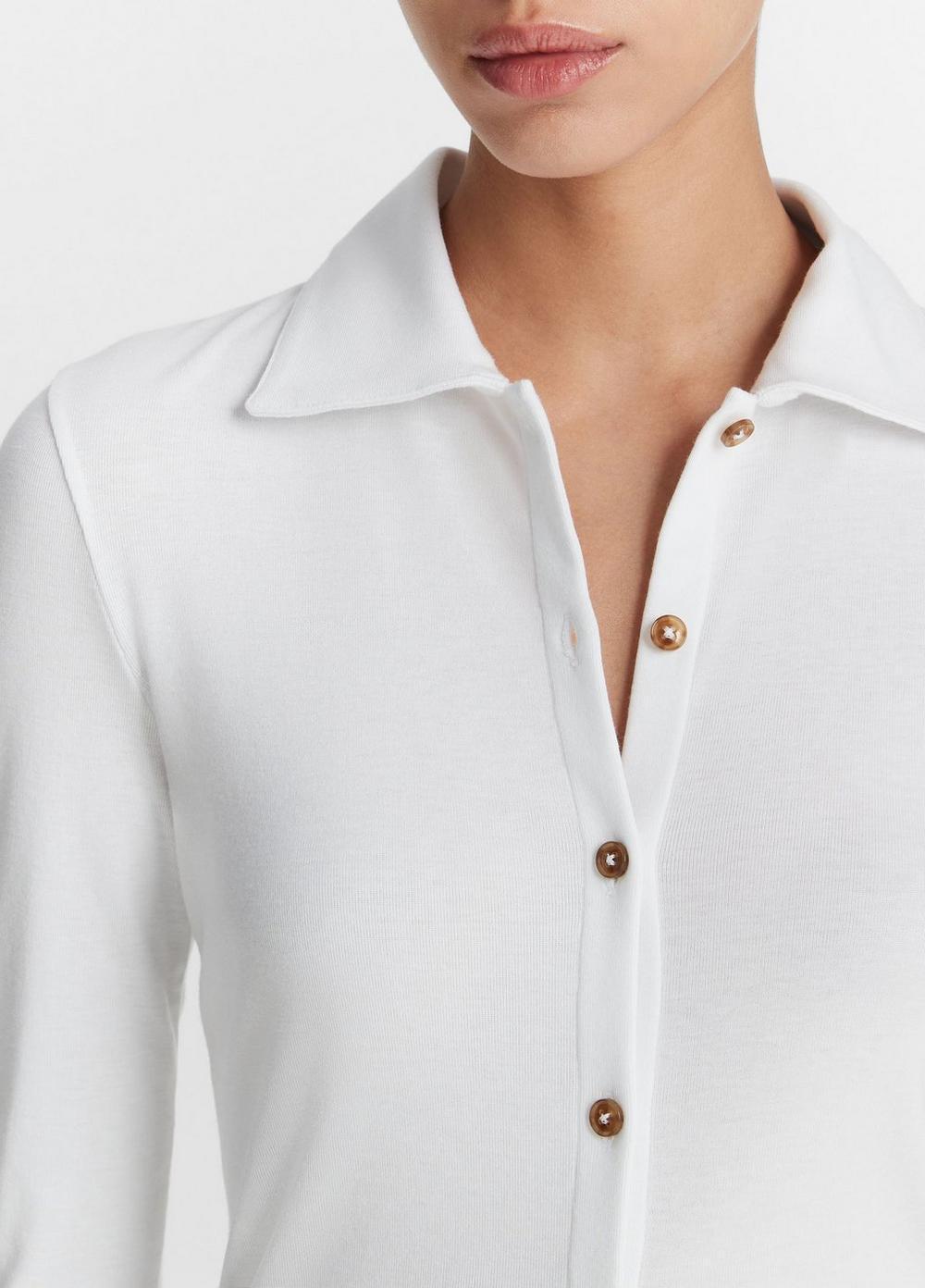 Womens Long-Sleeve Collared Button-Up Shirt, Optic White, Size XL Vince Product Image