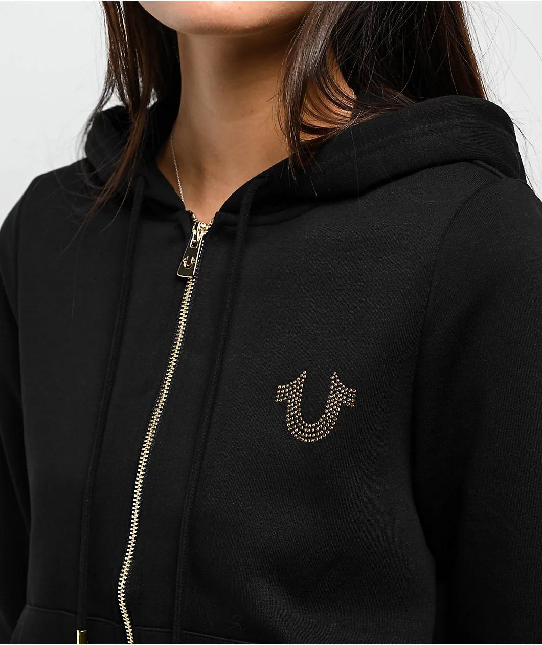 True Religion Classic Crystal Black Zip Hoodie Product Image