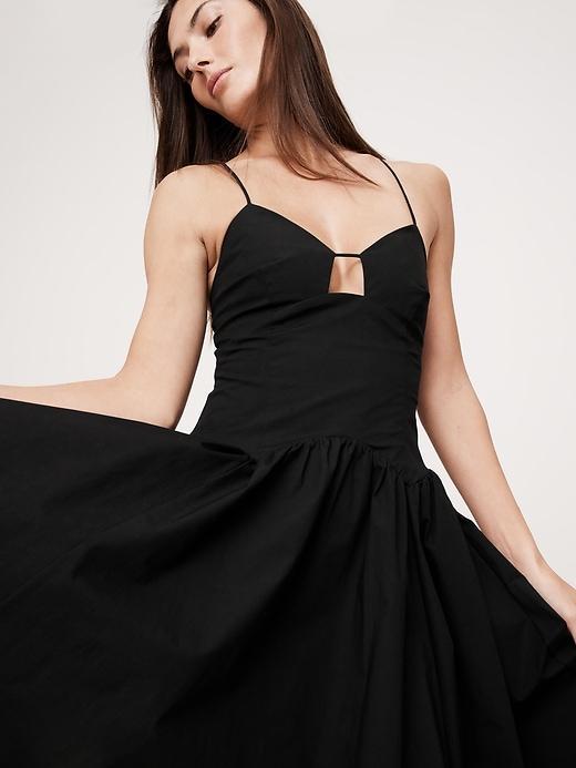 Stretch-Cotton Poplin Long Midi Dress Product Image