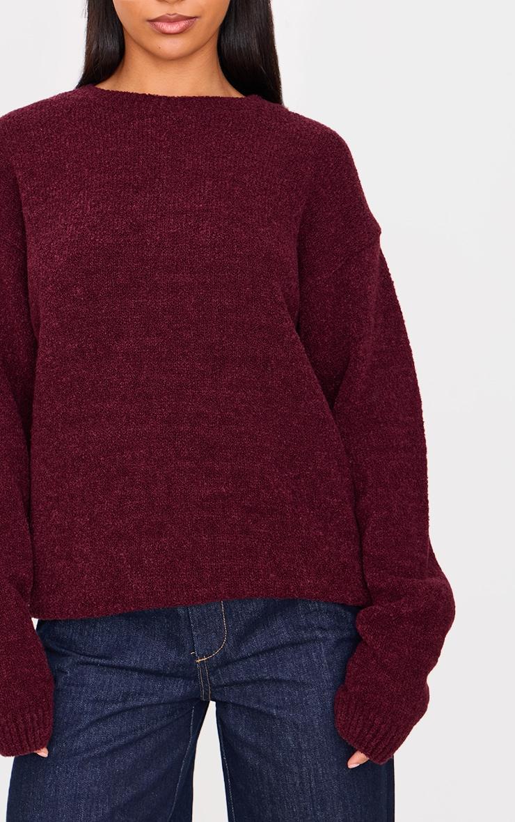 Burgundy Boucle Knit Oversized Sweater Product Image