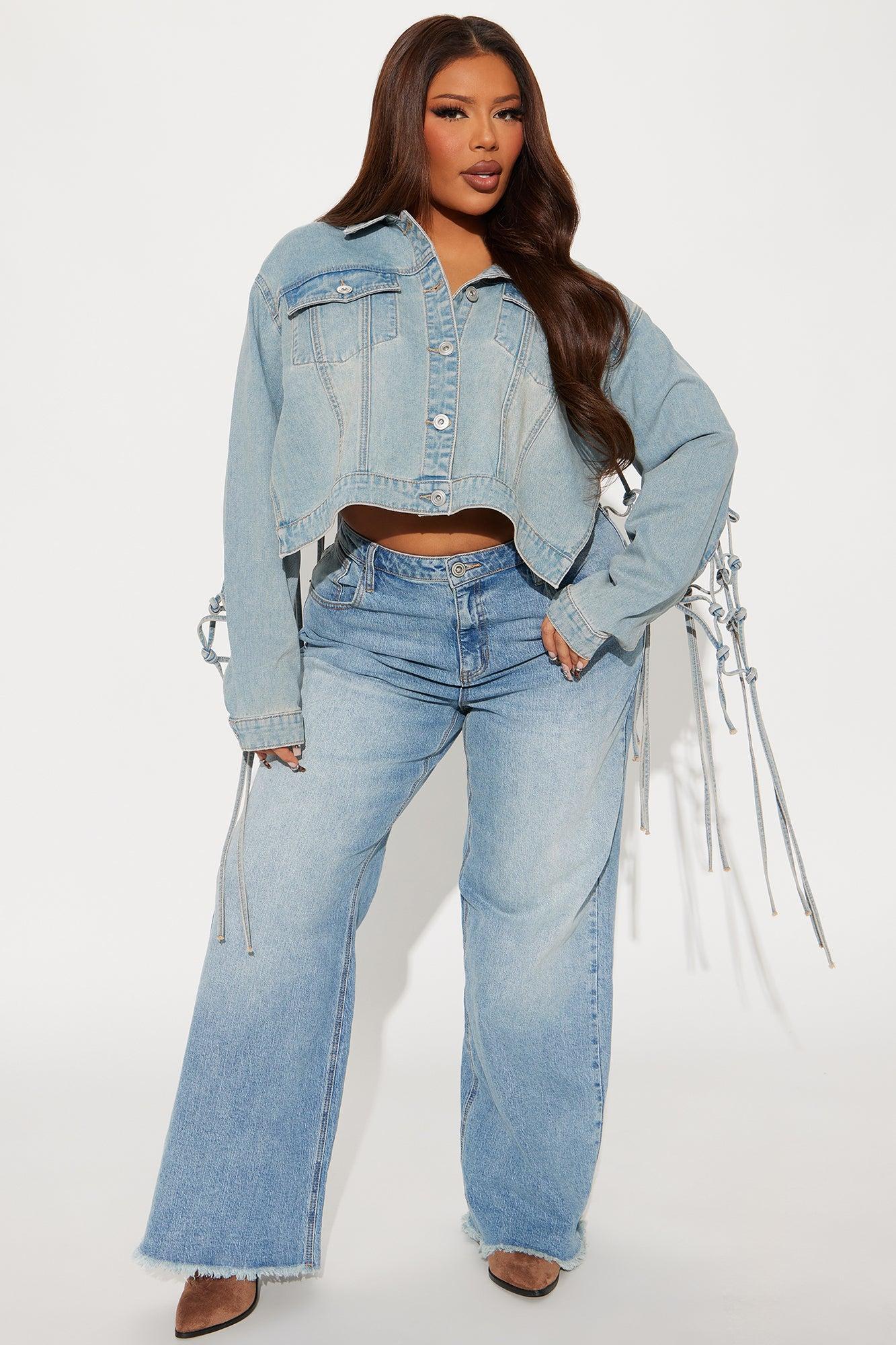 Free Spirit Knotted Back Denim Jacket - Light Wash Product Image