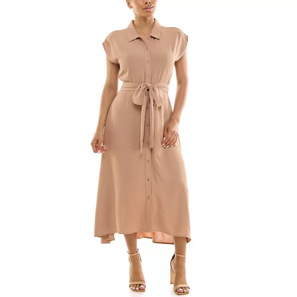 Womens Nina Leonard Cap Sleeve Collard Button Dress Product Image