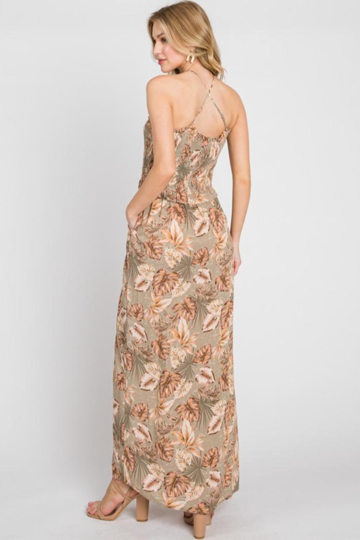 Halter Neck Smocked Maxi Dress Product Image