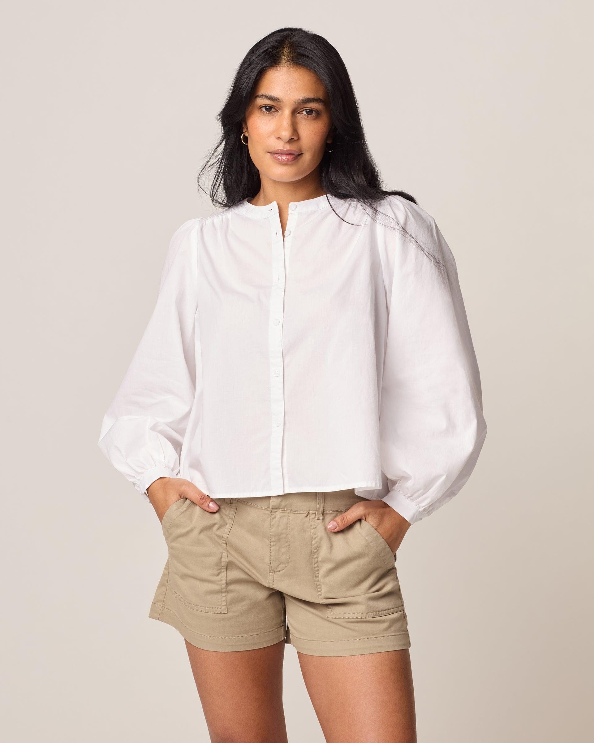 Blair Cotton Button Up Smock Blouse Female Product Image