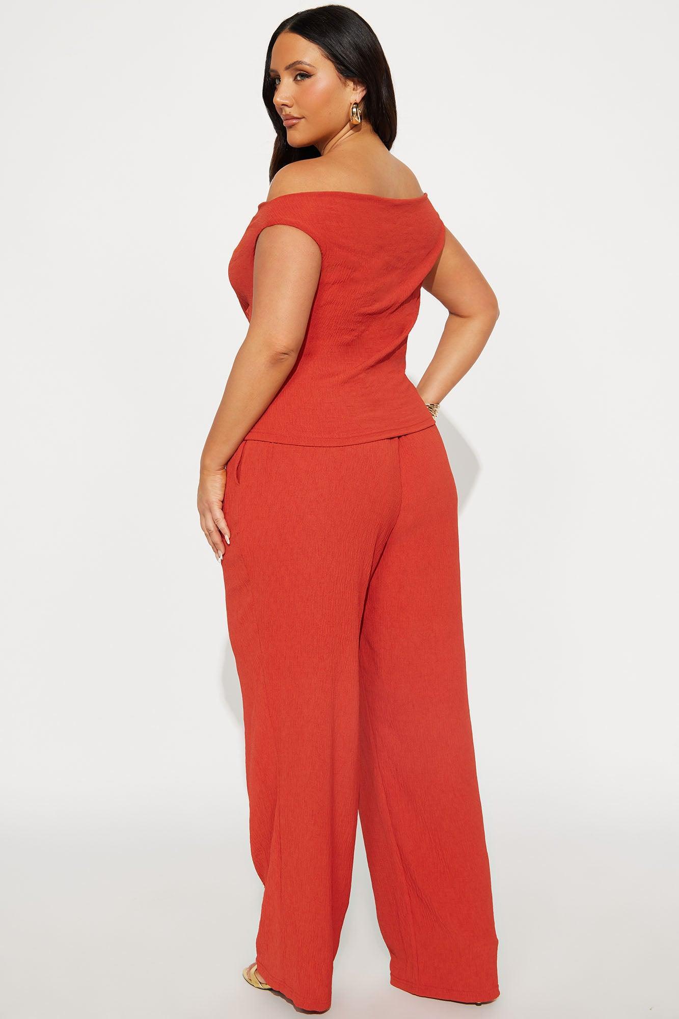 Ana Off Shoulder Pant Set - Rust Product Image