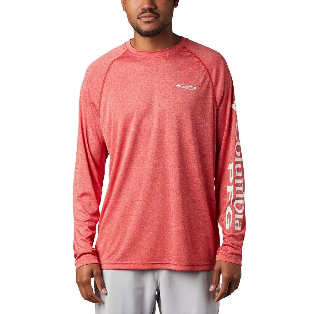 Men's Columbia PFG UPF 50 Terminal Tackle™ Heather Long Sleeve Shirt, Size: XL, Grey Heather Product Image